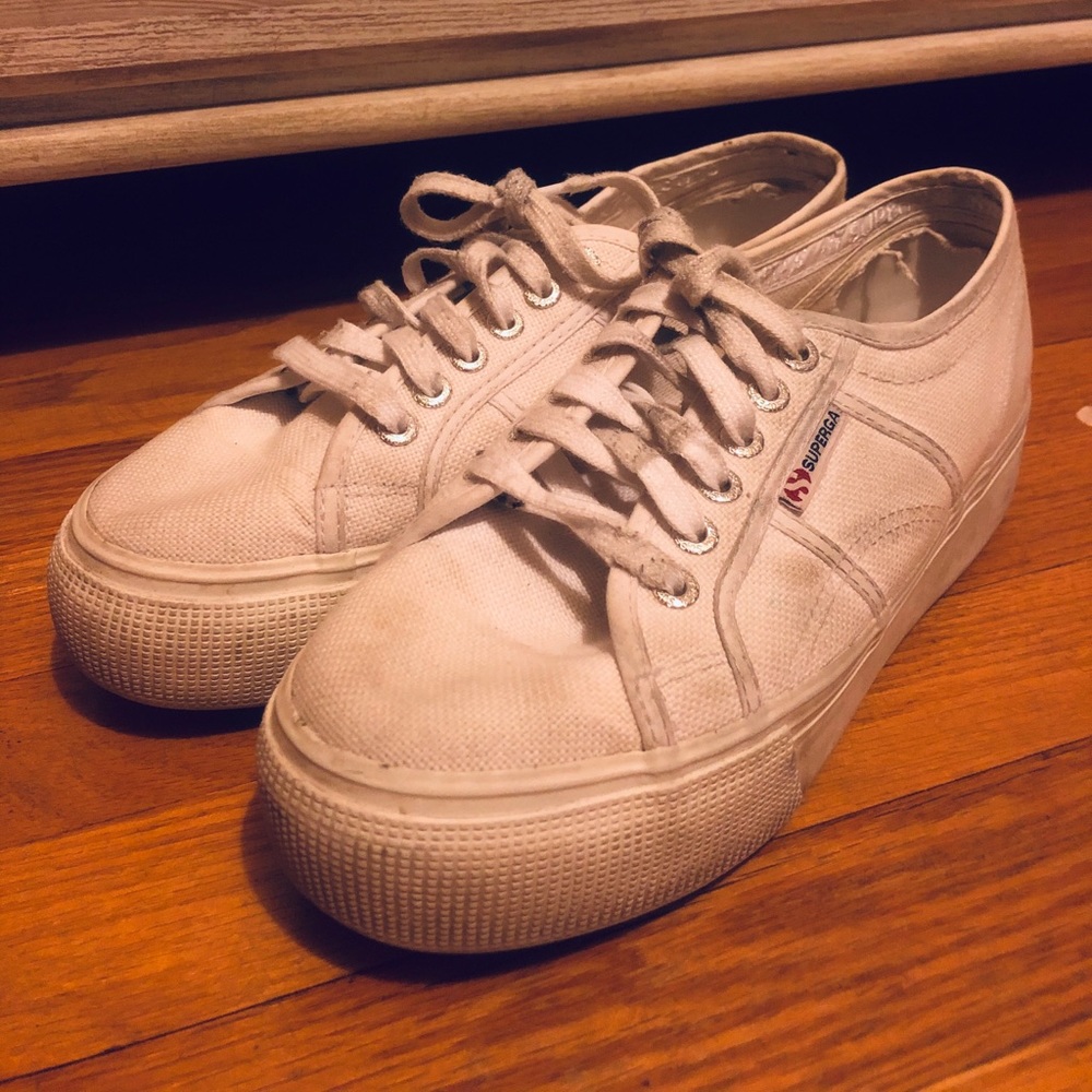 Superga White Platforms